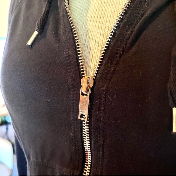 Zella Women's Fitted Full Zip Pockets Thumbholes Drawstring Ribbed Hoodie Size M - Picture 4 of 8